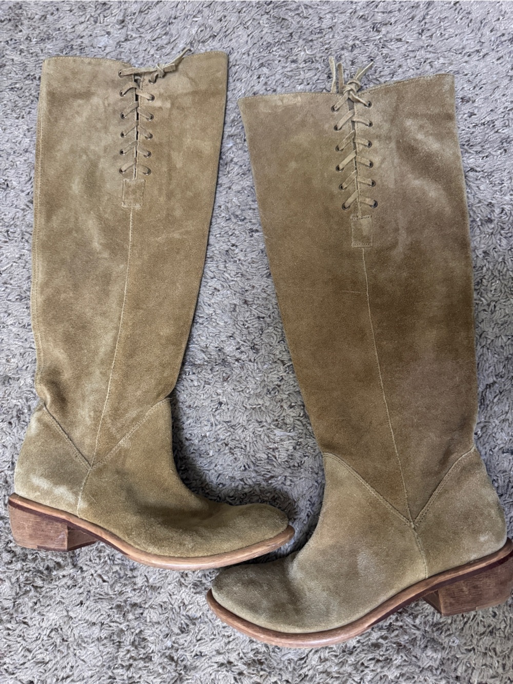 Vintage inspired camel Suede Knee-High Lace-Up Women's bx by Bronx Boots
